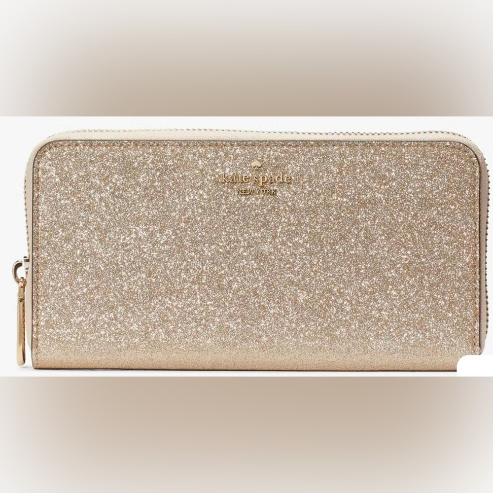 Kate Spade (NWT) Glitter Gold Large Continental Wallet